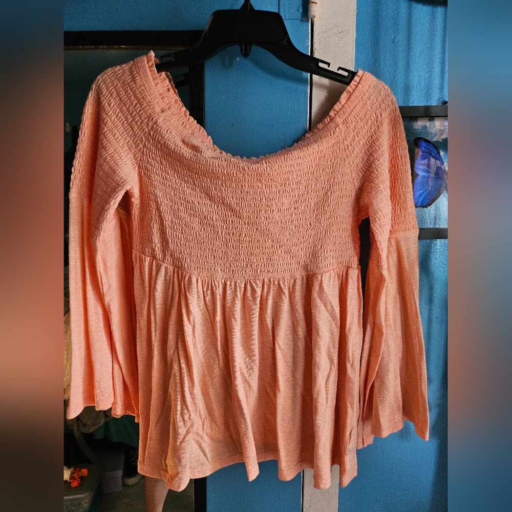 Peach Smocked Women's Top